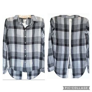 Anthropologie Monochrome Plaid Button Down Shirt